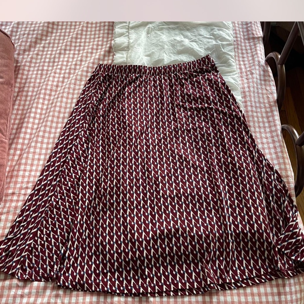 Gilli Red Midi A-Line Pleated Skirt